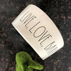 Rae Dunn LIVE, LOVE, BARK dog bowl 8”